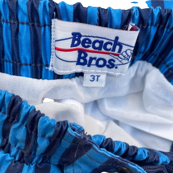 NWT Beach Bros. Boys Cabana Blue Cabana Stripe Swim Trunks Sz 3T - Picture 4 of 6